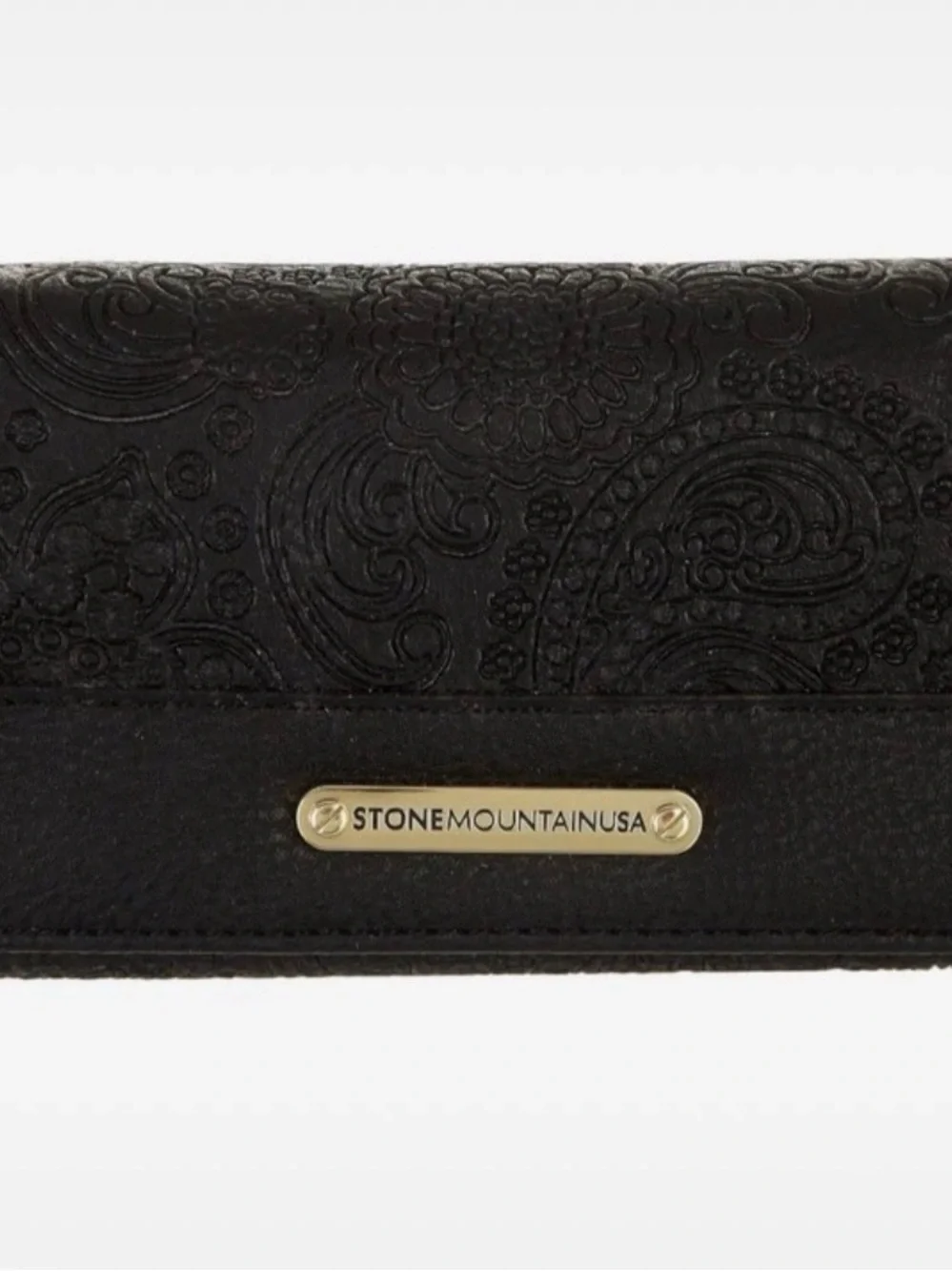 Stone Mountain Accessories Black Paisley Embossed Wallet with Gold Plate